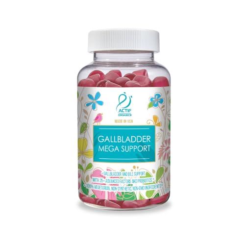 ACTIF Gallbladder Mega Support with 25+ Factors, 10 Billion CFU Probiotics, Bile Support – Made in The USA, 60 Gummies, Strawberry Flavor