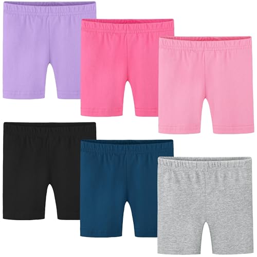 Image of Poroka 6 Pack Baby and Toddler Girls Bike Shorts Soft Girls Summer Dancewear Shorts Solid Tumbling Safety Short for Kids