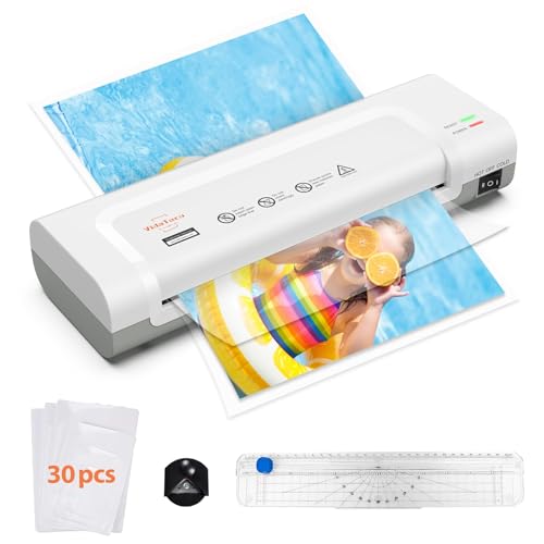 VidaTeco Laminator Machine Portable A4 Thermal Laminator with Hot and Cold Settings Quick Warm-up and No Bubbles with 30 Pouches 1 Corner Rounder 1 Paper Cutter for School/Home/Offices