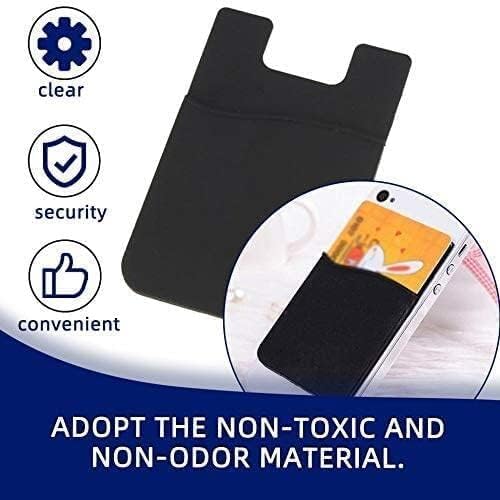 Black Adhesive Sticker Back Cover Card Holder Case Pouch for Cell Phone Soft Comfortable Phone Credit Card Holder - Nice and Professional Cell Phone Sleeves