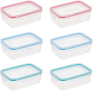 Invero Set of 6 Food Storage Clip Lock Container 450ml with Steam Vent Lids - Leakproof, Microwave, Freezer and Dishwasher Safe - Ideal for Lunches, Salads, Cakes, Dinners and more