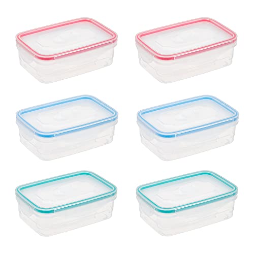 Invero Set of 6 Food Storage Clip Lock Container 450ml with Steam Vent Lids - Leakproof, Microwave, Freezer and Dishwasher Safe - Ideal for Lunches, Salads, Cakes, Dinners and more