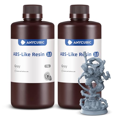 Image of ANYCUBIC ABS-Like Resin 3.0, 3D Printer Resin with Enhanced Strength and Toughness, High Precision and Minimal Shrinkage, Wide Compatibility for All LCD Resin 3D Printers (Grey+Grey, 2kg)