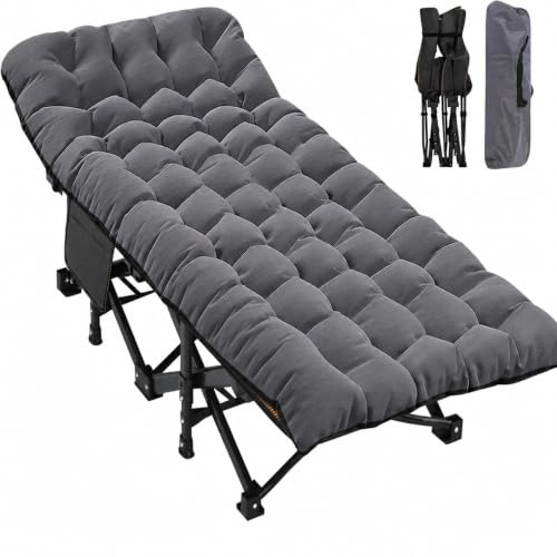 Image of ABORON Oversized Camping Cot for Adults, 900 lbs Heavy Duty Folding Camping Bed with Mattress Pad, 78 x 32 in XXL Outdoor Cot, 1200D Oxford Portable Sleeping Cot with Carry Bag for Camping