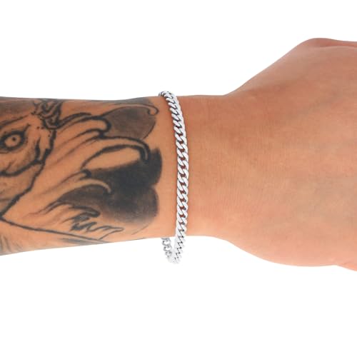Nuragold 10K Real White Gold Miami Cuban Link Chain Bracelet 7"-9" (3mm-9mm) Italian Jewelry for Men & Women4