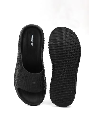 Image of hummel TEXTURE SOFT Men's Classic Ultra Soft Sliders /Slippers with Cushion FootBed for Adult Comfortable & Light Weight Stylish & Waterproof & Everyday Flip Flops & Chappals for Gents /Boys