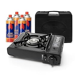 BESCH Hornillo de Gas Portátil para Acampada con M...: 🔥 Potente y Eficiente – Hornillo de gas portátil con llama regulable, ideal para cocinar de manera rápida y uniforme en cualquier lugar. 👜 Diseño Portátil con Maletín – Incluye un práctico maletín rígido para transportarlo y guardarlo fácilmente, per...