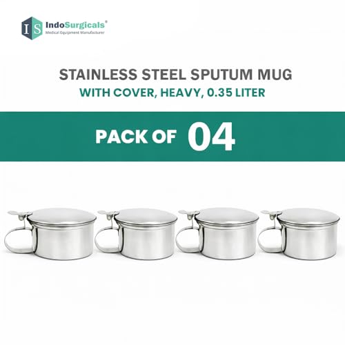 Image of IS IndoSurgicals Stainless Steel Sputum Mug with Cover, Heavy, 0.35 Liter (Pack of 4pcs)