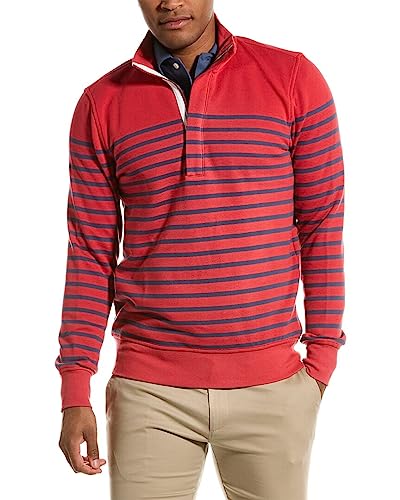 Brooks Brothers Men's Long Sleeve Mariner Stripe Half-Zip High Neck