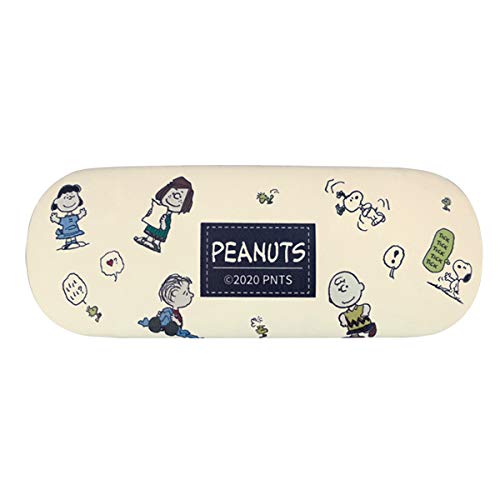 Snoopy スヌーピー メガネケース おしゃれ 眼鏡ケース Peanuts 約W160×H60×D35mm (ベージュ×ミントグリーン)