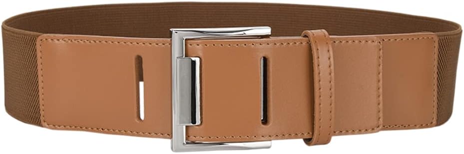 Women Genuine Leather Elastic Belts 5CM Wide Stretchy Cinch Corset Comfortable Cowhide Waistband for Dress