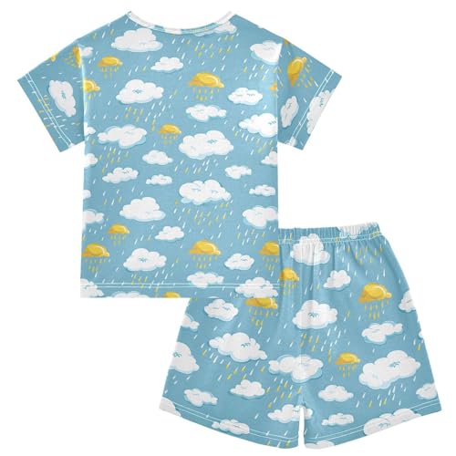 Pajama Short Sleeve Sets Clouds and Rain Summer Sleepwear 2 Piece Nightwear2