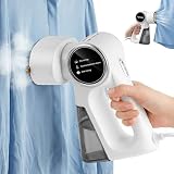 FULQULK Steamer for Clothes, Clothes Steamer Handheld Supports Both Hanging and Flat Ironing, Auto Absorbs Clothing, Adjustable Suction Power from 3000-6000Pa, Fits Easily Into a Suitcase（White）