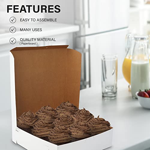 Mt Products White Bakery Boxes No-Window - Size Of 8" X 8" X 2.5" - (15 Pieces) Cookie Boxes - Keeps Pastries Muffins, Donuts, And Cookies - Made In The Usa #TOP4