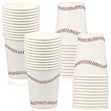 durony 48 Pack Baseball Party Cups 9 Ounce Baseball Themed Disposable Paper Cups Supplies Baseball D