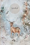 Notitzbuch: Notizbuch "Aquarellzeichnung Hirsch, Reh & Rehkitz im Schnee"| mit wunderschönen Innenseiten liniert & Bild Winterlandschaft |ca. A5| 110 ... Tagebuch, Journal, Schreibheft, Gästebuch - Emina Stephania 