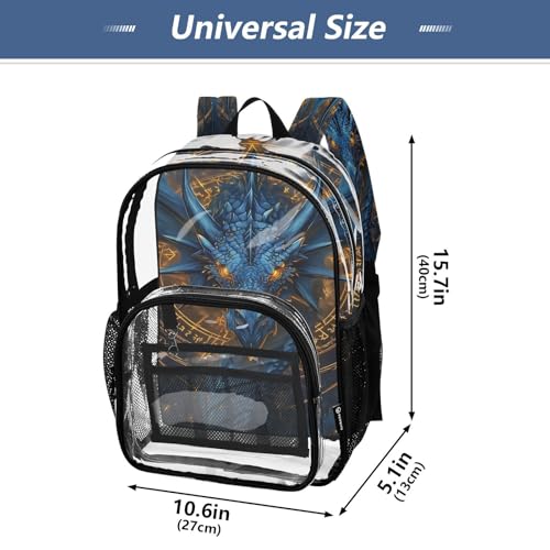 Dragon Magic Circle Clear Backpack Heavy Duty See Through Transparent PVC BookBag for Kids Boy Girl School Work4