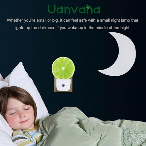 Image of Lime Lemon Night Light Tropical Fruit Summer Juice Plug-in Night Lights with Dusk-to-Dawn Sensor Sleep Friendly LED Lighting for Women /Girls /Boys for Bedroom Bathroom Living Room