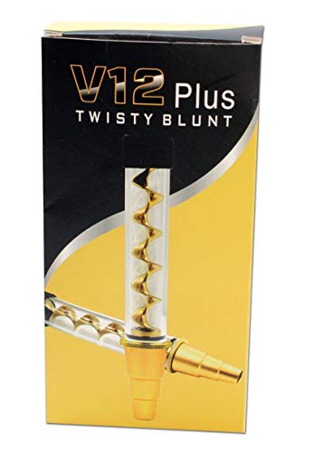 V12 PLUS Handpfeife, Twisty' Blunt mit: verlängertem Rauchweg, Portionskammern', mit Adapter für Bong | 100 x 17 mm, NS… – Bild 5