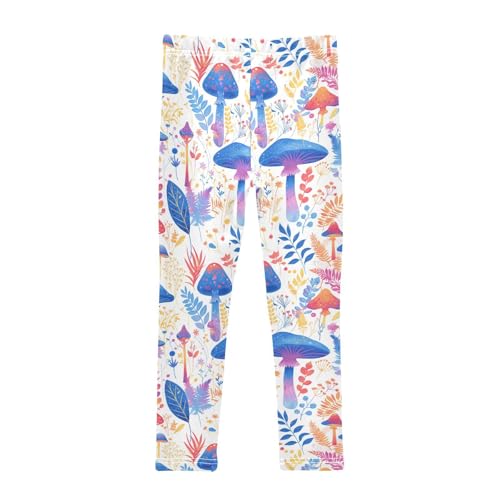 KLL Watercolor Fall Mushrooms Leaves Pattern Girls Active Leggings Stretchy Full Length Athleisure Pants Sports2