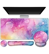 ARTSO Large Mouse Pad and Keyboard Wrist Rest, Ergonomic Mouse Pad with Wrist Support, Non-Slip D...