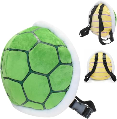 NIXFOX Green Spiked Turtle Shell Backpack Plush Round Novelty Costume Bag Lightweight Compact for Cosplay Festival Party (Classic Shell)