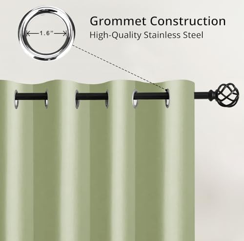 Image of Cloth Fusion 100% Blackout Door Curtains 7 Feet Long Set of 2 with Blackout Lining, Double Layer Room Darkening Parda with Stainless Steel Grommets for Home Decor (7x4 Feet, Pista)