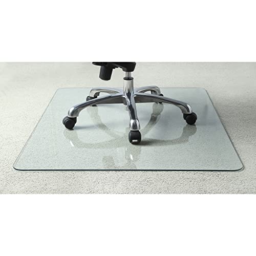 Lorell Tempered Glass Chairmat, 48" Width x 60" Depth x 0.25" Thickness, Clear, 1 Each