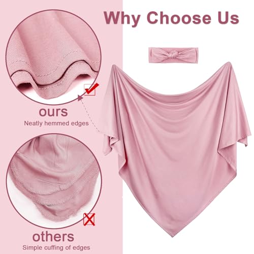 Image of OWLOWLA 2Pack Newborn Swaddle Blanket with Hat Set Baby Wrap Swaddle Receiving Blanket Boys Girls