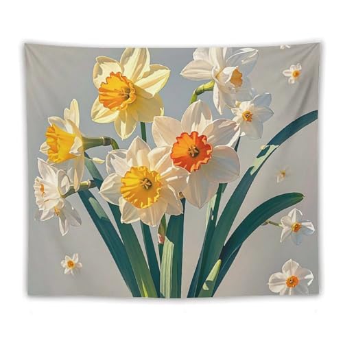 Tapisserie murale esthétique suspendre FHESDCW Narcisse grand tissu déco salon 127x152