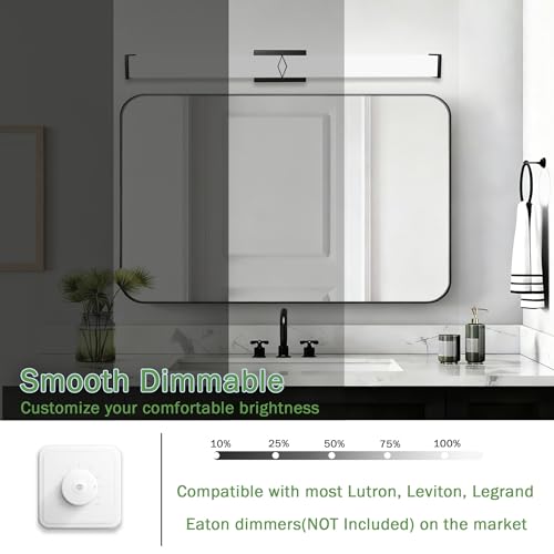 Image of 40 Inch Bathroom Vanity Light 3600LM, 5700K Daylight White Modern Bathroom Light Dimmable, AC 120V 40W Matte Black LED Vanity Lighting Fixtures Wall Sconce ETL Certified, 1Pack