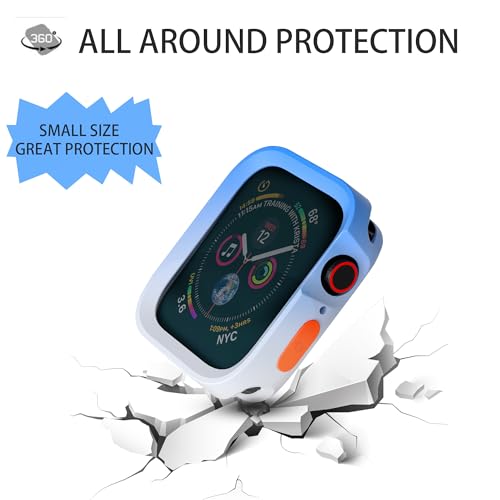 SDOCEBF Rugged Case for Apple Watch Case 41mm 40mm Series 9/8/7/6/5/4/SE3/2/1, Soft Flexible TPU Shockproof Protective Cover Thin Bumper for iWatch 41mm 40mm, Blue-White — view 2