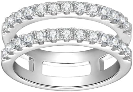3 Carat Round Cut Lab Created Diamond Ring Enhancer Guard Band, 14K White Gold Finish, 925 Sterling Silver, for Women