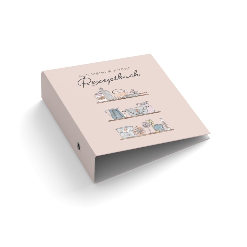 Ringordner | Ordner | bedruckt | Aus meiner Küche | Rezeptbuch | gelb/rosa | Mit Griffloch | für DIN A4 | 7,4 cm breit | Rezepte | Kochbuch | Hobbykoch (Rosa)