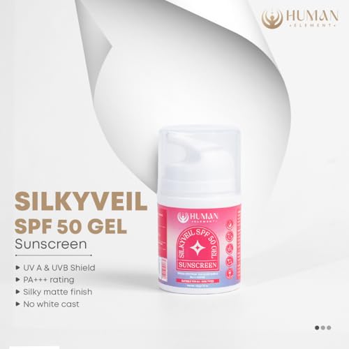 Image of HUMAN ELEMENT SilkyVeil SPF 50 Gel Sunscreen | Broad-Spectrum UVA & UVB Protection | Lightweight, Hydrating & Non-Greasy | Fast-Absorbing Formula for Daily Use | Suitable for All Skin Types | 50g