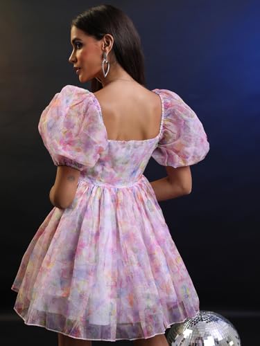 Image of Tokyo Talkies Women's Short Sleeves Square Neck Printed Dresses | Stylish| Party Dresses