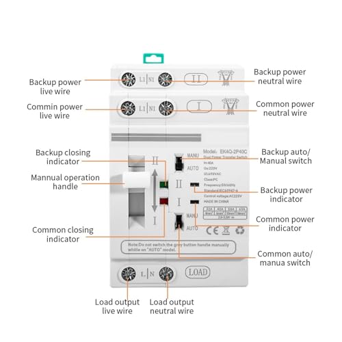 Interruptor Selector Eléctrico de Potencia Ininterrumpida ATS de 4 Polos para Cuadros de 220V 5