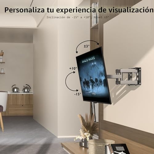 BONTEC Soporte TV Pared para Pantallas Planos y Curvos de 23-70 Pulgadas, Soporte Pared TV Inclinable y Giratorio con Doble Brazo de Movimiento Completo, Resistentes hasta 45 kg, Máx. VESA 400x400mm - imagen 4
