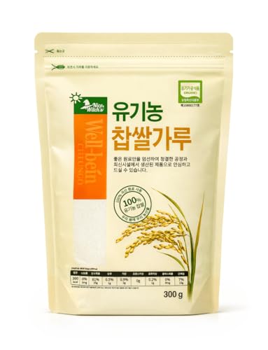 Nice Witch’s Organic Glutinous Rice Flour, 100% Sticky rice flour, Organic Sweet Rice Flour for Mochi, Rice Cakes & Baking, Product of Korea, 10.58 oz (300 g) 찹쌀가루