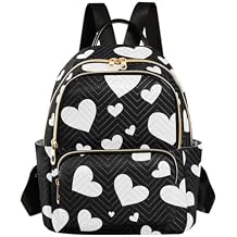ALAZA Mini Backpack Purse for Women Lightweight Girls Small Size White Heart Black School Teens College Traveling