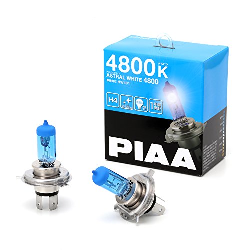 PIAA ヘッドランプ/フォグランプ用 ハロゲンバルブ H4 4800K アストラルホワイト 車検対応 2個入 12V 60/55W(140/125W相当) 安心のメーカー保証1年付 HW401