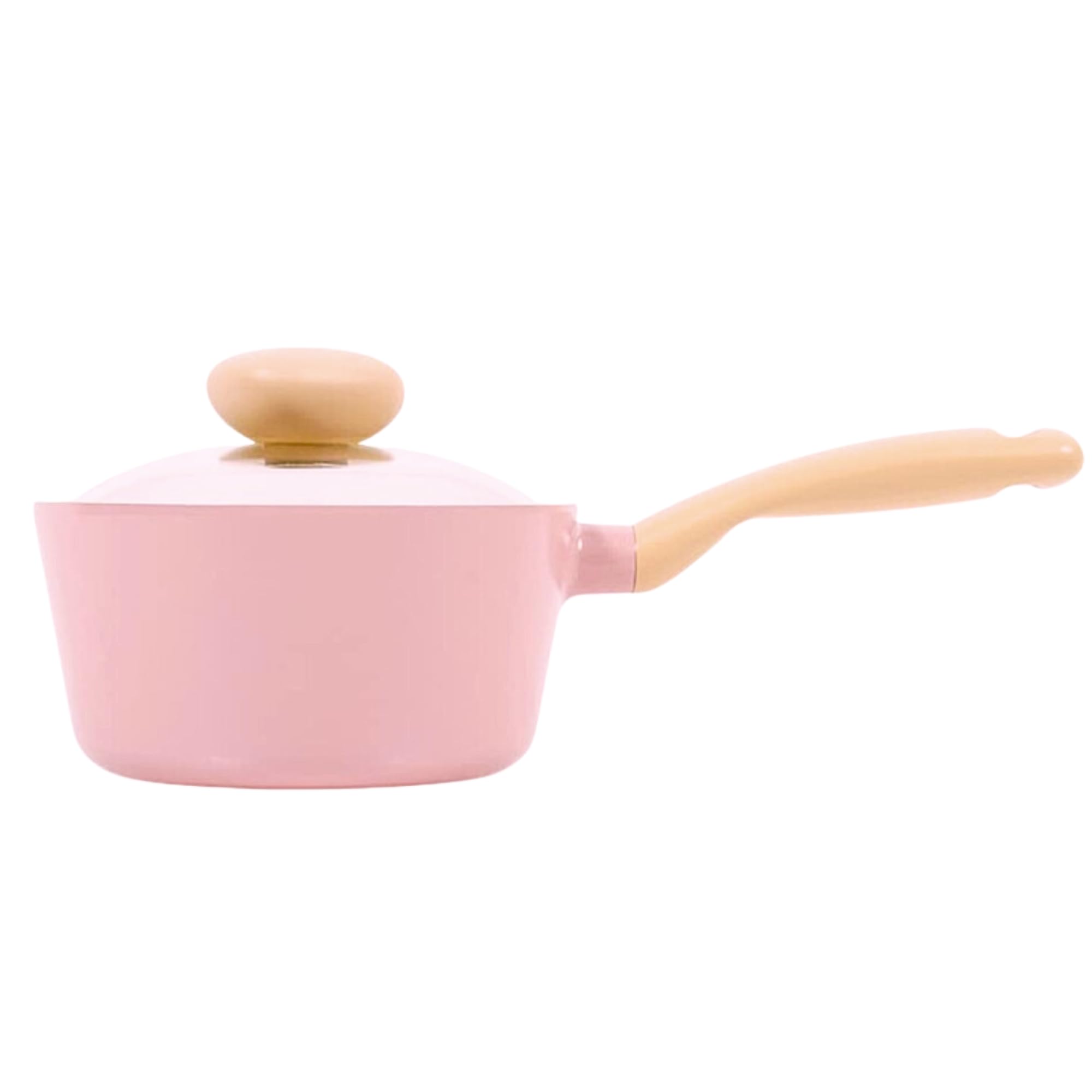1.5 qt Glass Lead Pink Retro 1.5qt Ceramic Coated Nonstick Saucepan with Integrated Steam Vent Lid, Heat Resistant Bakelite Handle, PFOA Free, Small Saute Pot, w