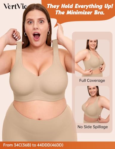 Image of Vertvie Jelly Bras for Women No Underwire Minimizer Support | Plus Size Older Lift, Full Coverage & Smoothing Back, Push Up, Separation & Supportive, Soft Comfy Seamless Wireless Bralette