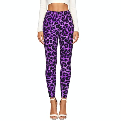 Leggings de leopardo morado elásticos pantalones estampados opacos entrenamiento mallas 2