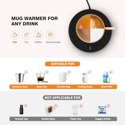 Lesipee Coffee Mug Warmer with Auto Sensor | Smart Coffee Cup Warmer for Desk | Electric Beverage Warmer Plate | Coffee Warmer with Auto Shut Off | Candle Warmer for Office Home