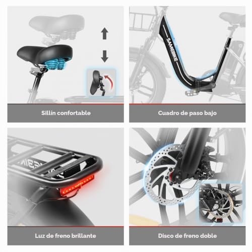 Miniatura 6 de Samebike 20 Z0ll Bicicleta Electrica Para Adultos,4.0 Fat Tire E-Bike Bateria 36v13ah 7-Velocidades Alcance Máximo 60-120km Para Desplazamientos Y Excursiones
