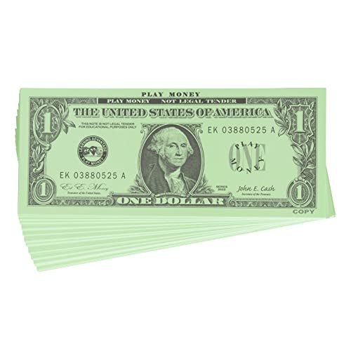 image for LEARNING ADVANTAGE One Dollar Play Bills - Set of 100 $1 Paper Bills -