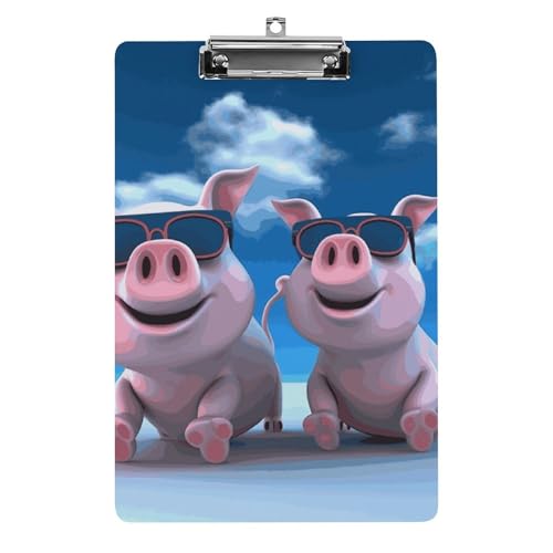 Porte-bloc plastique imprimé cochon 3D acrylique format A4 pour bureau et école