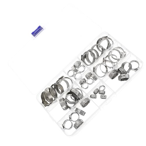 ROMISBABA 45 Pcs Stainless Steel Single Ear Hose Clamps 13mm Adjustable Fastener for Water Drainage and Industrial Plumbing Applications