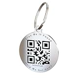 TechMark Dog Tags with QR Code, Stainless Steel Pet Tags (Round) Laser Engraved Ultra Durable and Clear, Modifiable Pet Online Profile, Real-Time Scan Alerts, No Subscription Fees